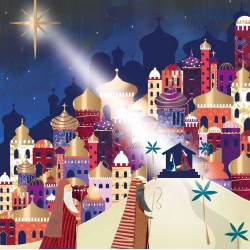 Shepherds Journey to Bethlehem - Pack of 6 Festive Art Foiled Charity Xmas Christmas & New Year Cards