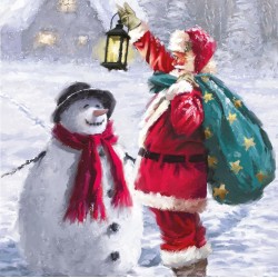 Santa Claus & Snowman Festive Art Charity Christmas & New Year Cards 6 Pack Eco