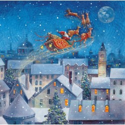 Santa Sleigh Delivering Gifts Art Charity Christmas & New Year Cards 6 Pack Eco