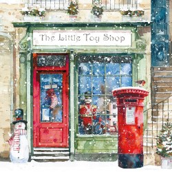The Little Toy Shop & Postbox Art Charity Christmas & New Year Cards 6 Pack Eco
