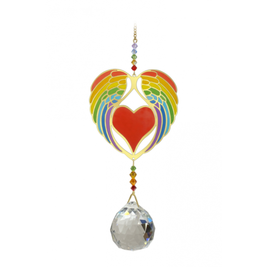 ANGEL WING Heart Large Crystal Rainbow Wonder Sun-catcher Valentine's Boxed Gift