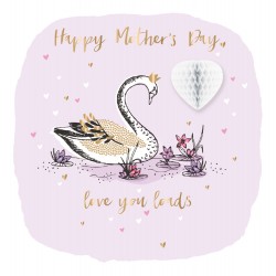 Love You Loads Swan Fold Out Heart Luxury Handmade Mother's Day Card By Talking Pictures