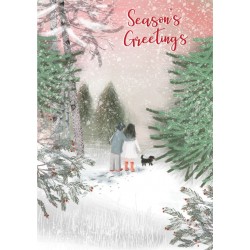 Into the Green Publishing 100% Plastic Free ECO Friendly Pack of 10 Xmas Christmas Cards with Envelopes (Walking the Dog)