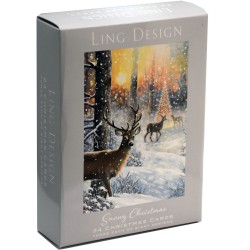 Water coloured Art Xmas Snowy Scenes - Box of 24 Assorted Christmas Cards - 24 Cards, 3 Each of 8 Designs (Snowy Christmas)