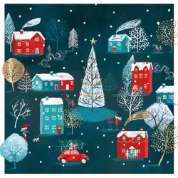 Festive Village Ling Design Contemporary Art Charity Christmas Cards - Pack of 6 Xmas Cards