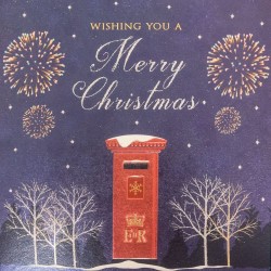 Christmas London Telephone Box Foil Glitter Embossed Finish Pack of 10 Cards