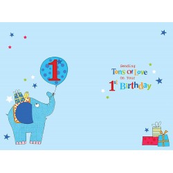 1st Birthday To A Special Son 1 Today Elephant & Presents Design Happy Birthday Card