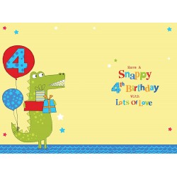 4th Birthday To A Special Son 4 Today Crocodile & Presents Design Happy Birthday Card