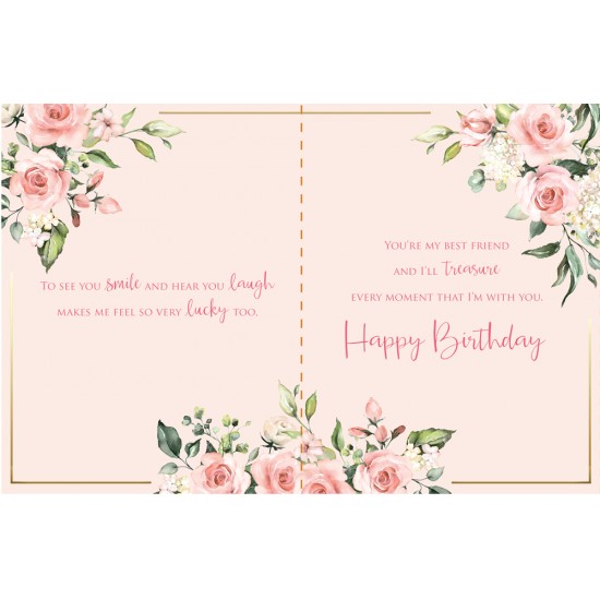 Beautiful Wife 6 Verse Booklet Insert Luxury Birthday Greeting Card
