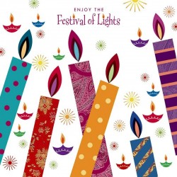 Enjoy The Festival of Lights Diwali Greeting Card with Glitter Finish - Hindu Festival