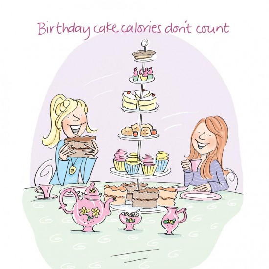 Birthday Cake Calories Don't Count! Tea with Chocolate Cupcakes Funny Humorous Greeting Card 