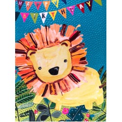 Happy Birthday Lion - Fun Colourful Neon Children's Blank Greeting Card - Emboss & Foil - Hoopla by Paper Salad (HL1922)