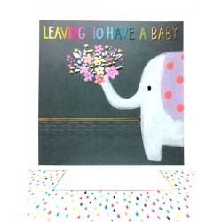Leaving To Have A Baby Elephant & Flowers Blank Greeting Card- Emboss & Foil - Jumbo Jamboree by Paper Salad (JJ1809)
