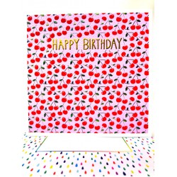 Cherries Happy Birthday Blank Greeting Card- Emboss & Foil - Jumbo Jamboree by Paper Salad (JJ1875)