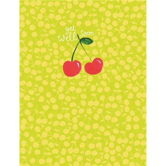 Get Well Soon Cherries Blank Greeting Card - Emboss & Foil - Pixie by Paper Salad (PX1910)