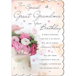 Special Great Grandma Birthday Sentimental Greeting Card Roses With Glitter and Foil By Goldmark 