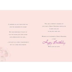 Special Great Grandma Birthday Sentimental Greeting Card Roses With Glitter and Foil By Goldmark 