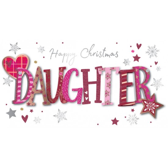 Happy Christmas Daughter Luxury Handmade 3D Greeting Card By Talking Pictures