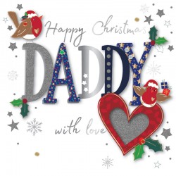 Happy Christmas Daddy with Love Luxury Handmade 3D Greeting Card By Talking Pictures