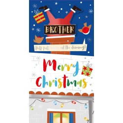Brother Merry Happy Christmas Santa Chimney Luxury Handmade Moveable Tag Greeting Card By Talking Pictures