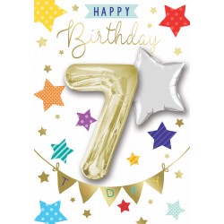 Happy Birthday 7 Today - Single Card with 2 x 30cm foil balloons by Balloon Boutique