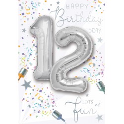 Happy Birthday 12 Today - Single Card with 2 x 30cm foil balloons by Balloon Boutique