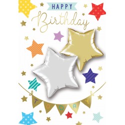 Happy Birthday - Single Card with 2 x 30cm foil balloons by Balloon Boutique