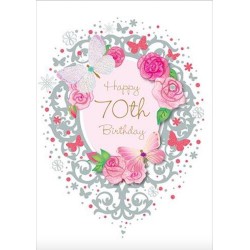 Luxury Handmade Floral Happy 70th Birthday Card by Talking Pictures