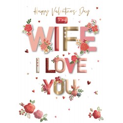 Happy Valentines Day to my Wife - I Love You 2024 Valentine's Day Luxury Talking Pictures Handmade Card