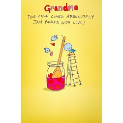 Grandma Jam Packed With Love Sweet Birds Mothers Day Greeting Card By UKG