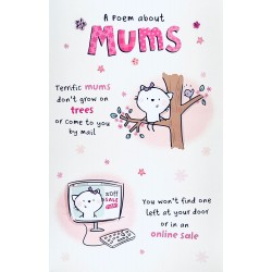 A Poem About Mums Cute Cat Glitter Finish Mothers Day Greeting Card By UKG