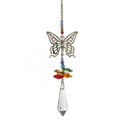 Rainbow Butterfly Hanging Fantasy Suncatcher Embellished with a Genuine Crystal