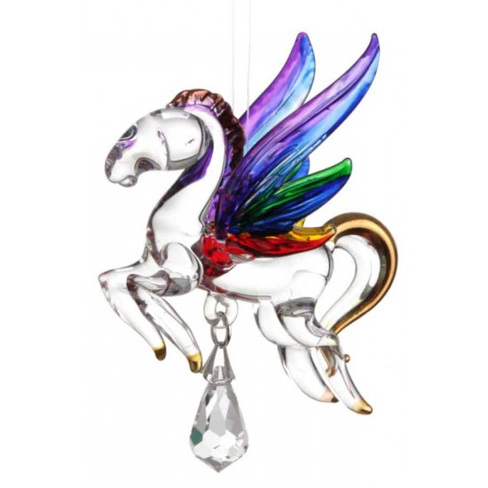 Fantasy Glass Rainbow Pegasus Swarovski Crystal Suncatcher