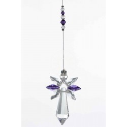 February Birthstone Amethyst Crystal Large Guardian Angel Hanging Charm