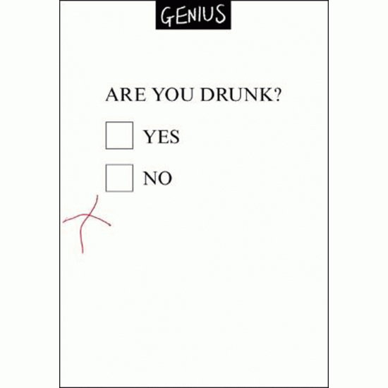 Genius ARE YOU DRUNK test Humorous Blank Funny Greeting Card