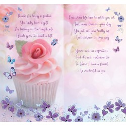 You're A True Friend Greeting Card with Colour Insert & Lovely Verse - Warm Beautiful Words by Cardigan Cards