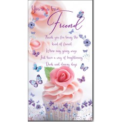 You're A True Friend Greeting Card with Colour Insert & Lovely Verse - Warm Beautiful Words by Cardigan Cards
