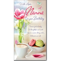 With Love Nanna on your Birthday Card with Colour Insert & Lovely Verse - Warm Beautiful Words by Cardigan Cards