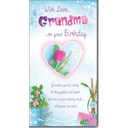 With Love Grandma on Your Birthday Card with Colour Insert & Lovely Verse - Warm Beautiful Words by Cardigan Cards