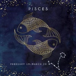 ♓ PISCES the Fish February 19 - March 20 Astrological Zodiac Sign Soft Matt Foiled Greeting Card by Kingfisher