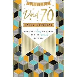 For You Dad 70 Happy Birthday Great Special 70th Geometric Art Gold Foil Greeting Card