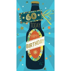 60 Today Happy Birthday Beer Bottle Luxury Gold Foil 60th Male Birthday Card by Kingfisher