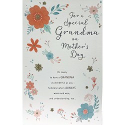 For A Special Grandma on Mother's Day Gold Foil Glitter Floral Luxury Card from UK Greetings