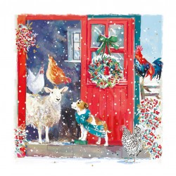 Christmas On The Farm Animal Friends - Pack of 6 Festive Art Foiled Charity Xmas & New Year Cards