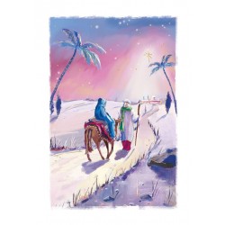 Road to Bethlehem Religious Art Gold Foil Finished British Heart Foundation Charity Christmas Pack of 5 Cards by Ling Design