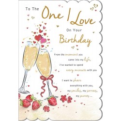 To the One I Love Stunning Die Cut Wonderful Words 5 Verse Birthday Greeting Card