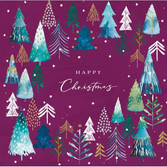 Festive Xmas Forest by Cordelia Hutchison Festive Artistic Foiled Charity Pack of 6 Christmas Cards By Ling Design