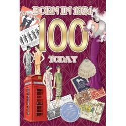 100 Today Born in 1924 Historical Facts 100th Milestone Birthday Card 2024 Her