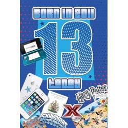 13 Today Born in 2011 Historical Facts 13th Teen Milestone Birthday Card 2024 for Him