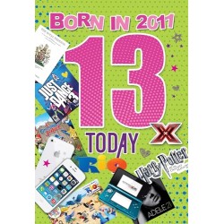 13 Today Born in 2011 Historical Facts 13th Teen Milestone Birthday Card 2024 for Her